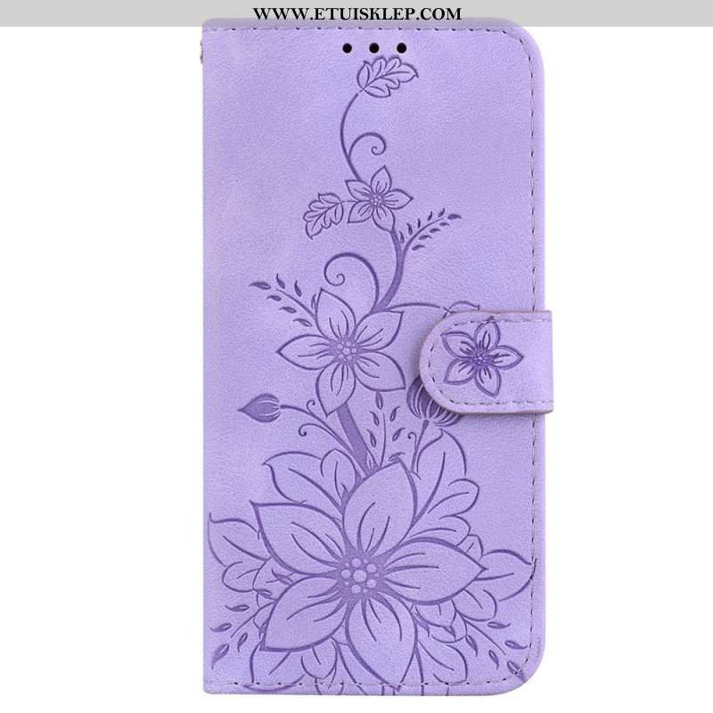 Etui Folio do iPhone 15 Pro Max z Łańcuch Kwiatowy Pasek